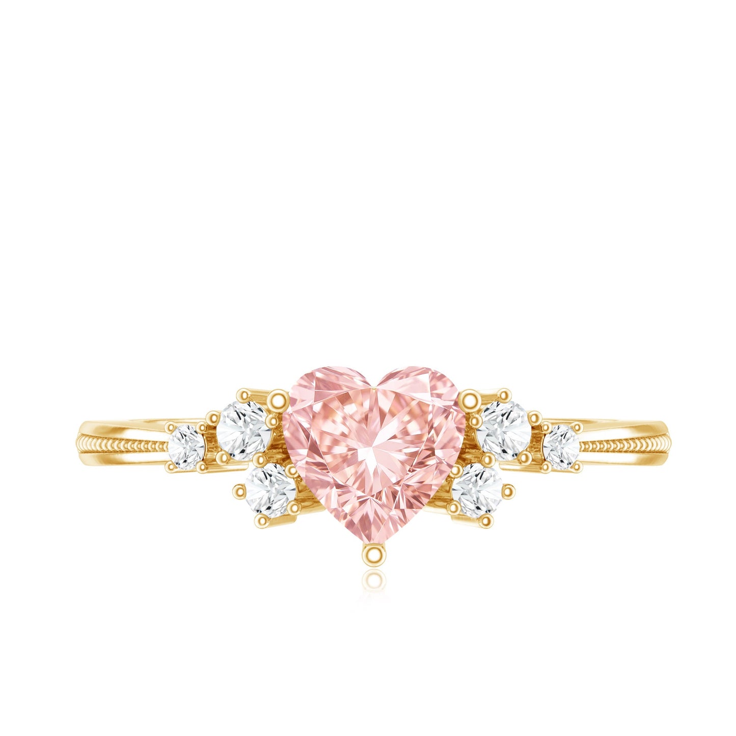 1 CT Lab Grown Pink and White Diamond Heart Engagement Ring IGI Certified