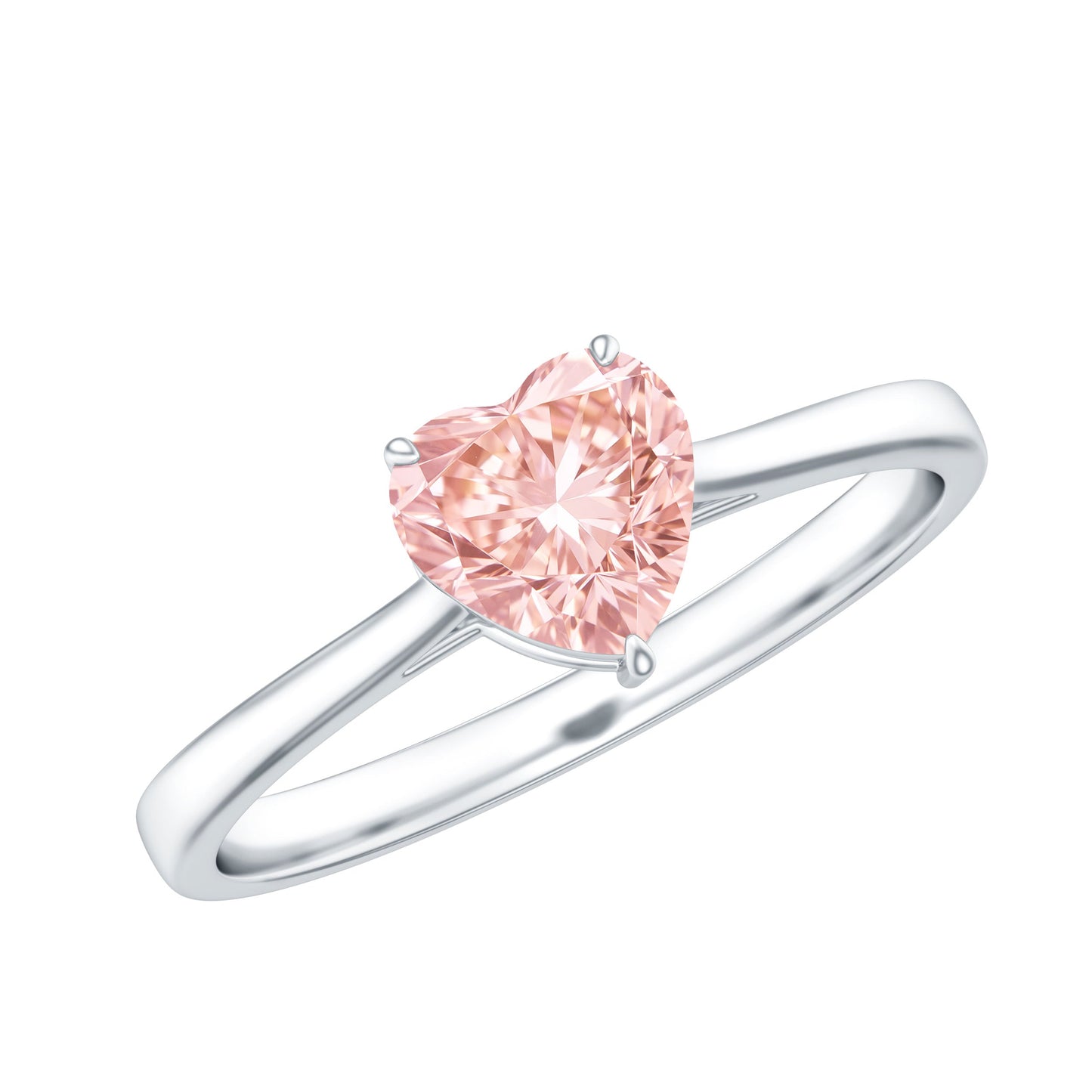 1 CT Lab Grown Pink Diamond Heart Promise Ring with IGI Certificate