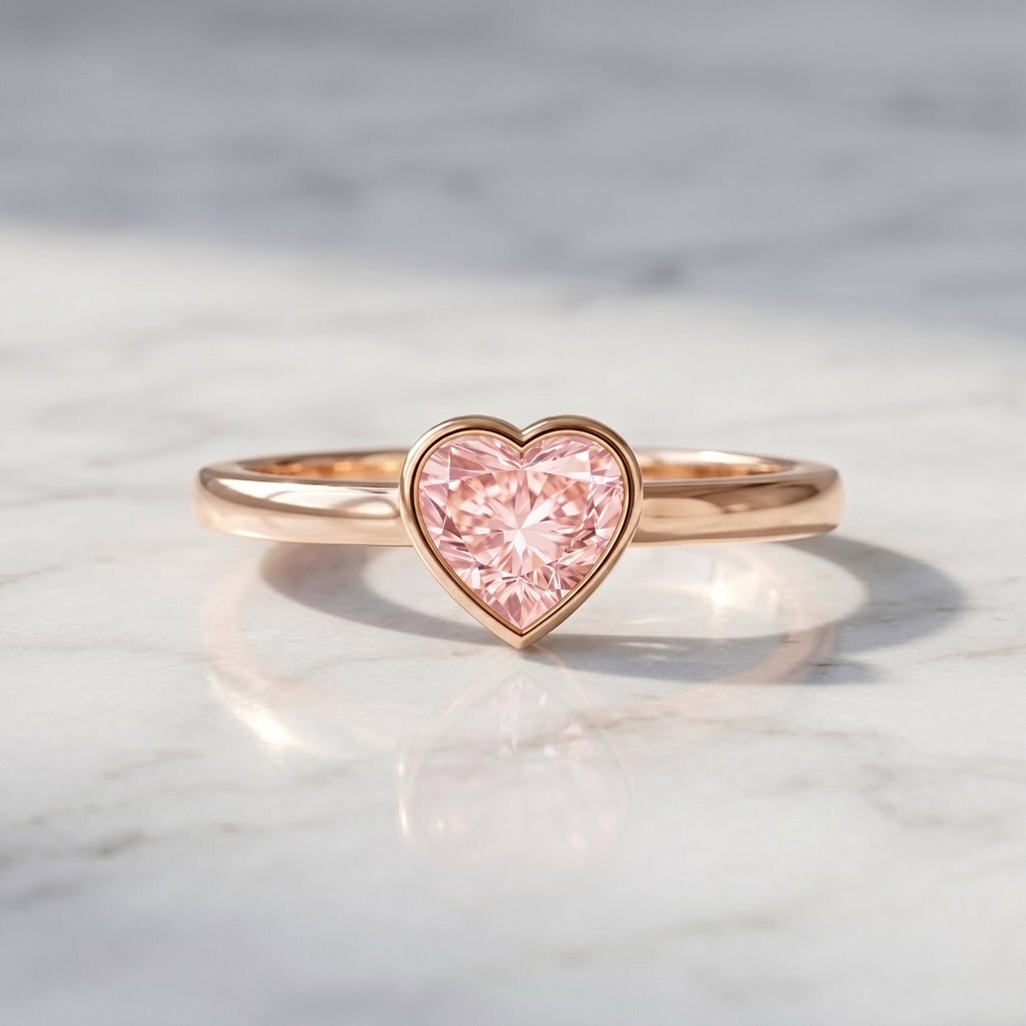 Bezel Set Lab Grown Pink Diamond Solitaire Promise Ring with IGI Certificate