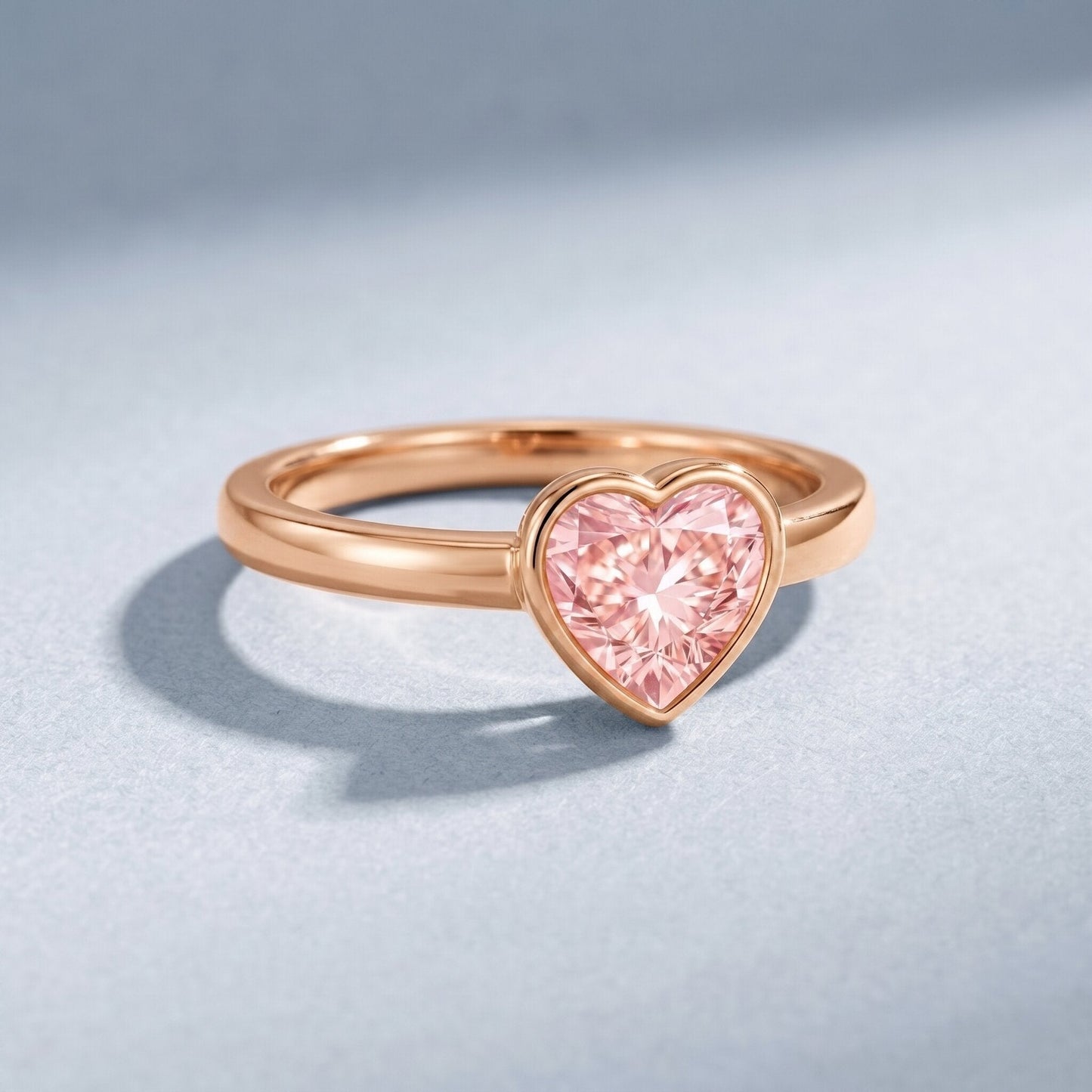 Bezel Set Lab Grown Pink Diamond Solitaire Promise Ring with IGI Certificate