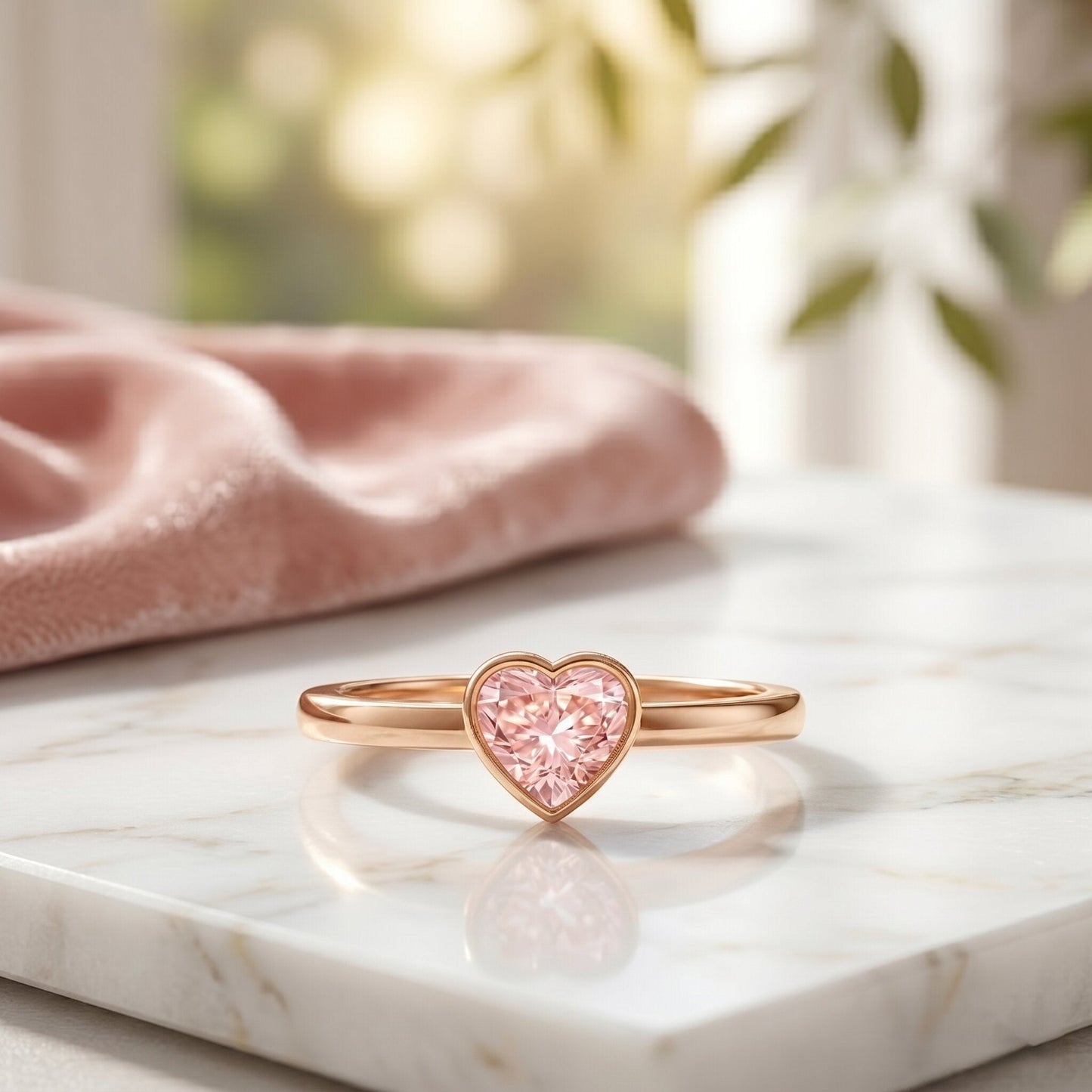 Bezel Set Lab Grown Pink Diamond Solitaire Promise Ring with IGI Certificate