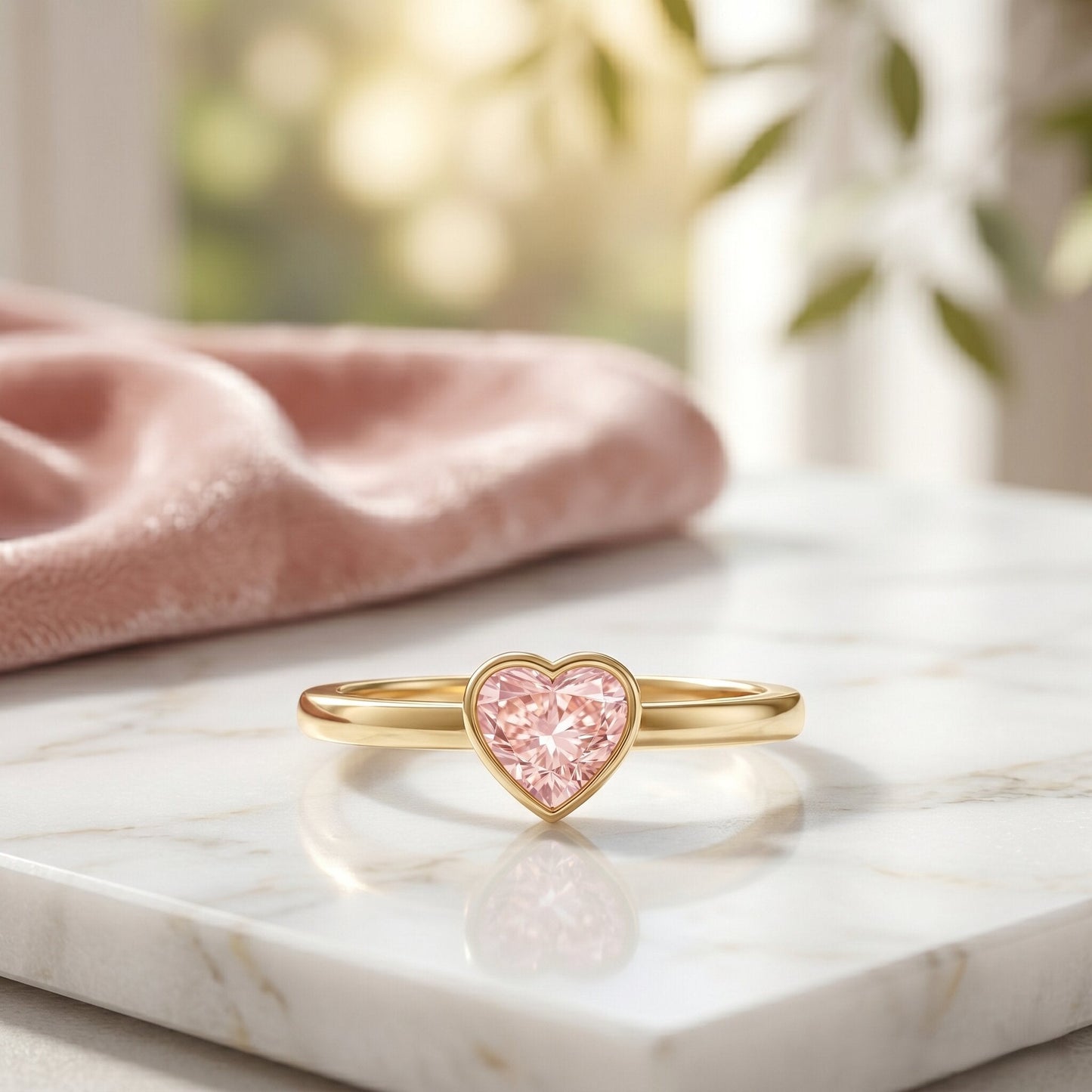 Bezel Set Lab Grown Pink Diamond Solitaire Promise Ring with IGI Certificate
