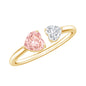 Heart Shape Lab Grown Pink White Diamond Toi Et Moi Promise Ring with IGI Certificate