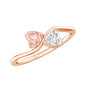 Lab Grown Pink and White Diamond Double Heart Promise Ring IGI Certified