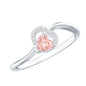 IGI Certified Lab Grown Pink Diamond Heart Promise Ring with Twisted Band