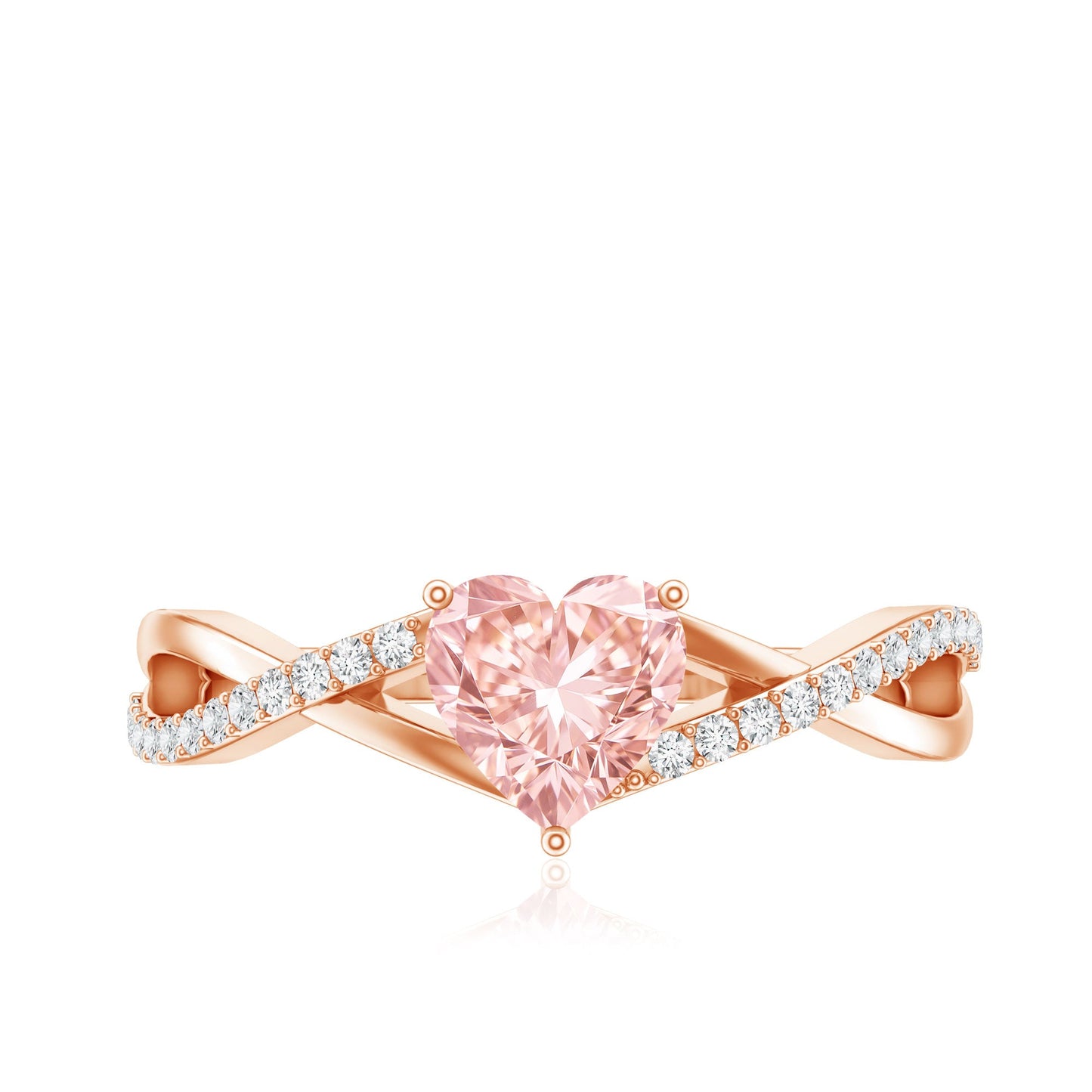 IGI Certified 1 CT Heart Shaped Lab Grown Pink Diamond Infinity Engagement Ring