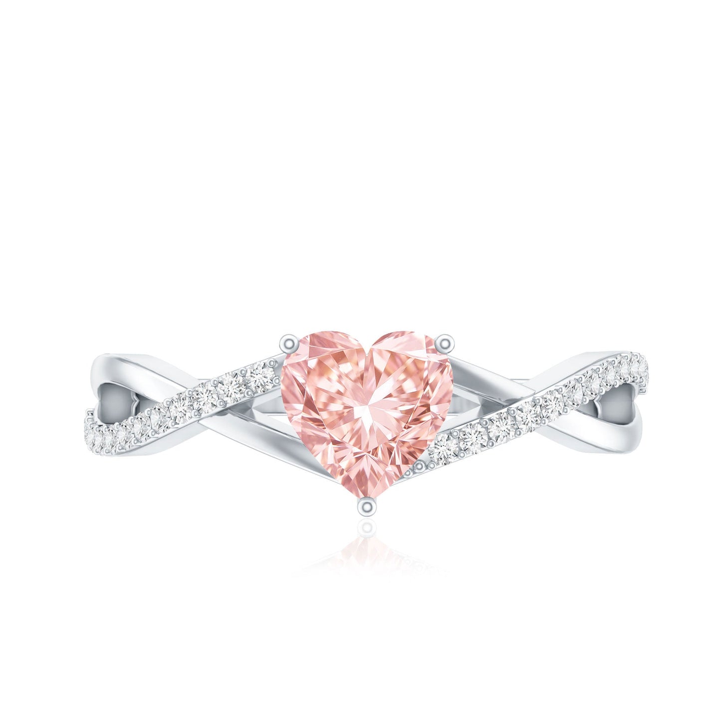 IGI Certified 1 CT Heart Shaped Lab Grown Pink Diamond Infinity Engagement Ring