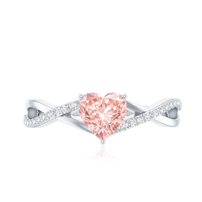 IGI Certified 1 CT Heart Shaped Lab Grown Pink Diamond Infinity Engagement Ring