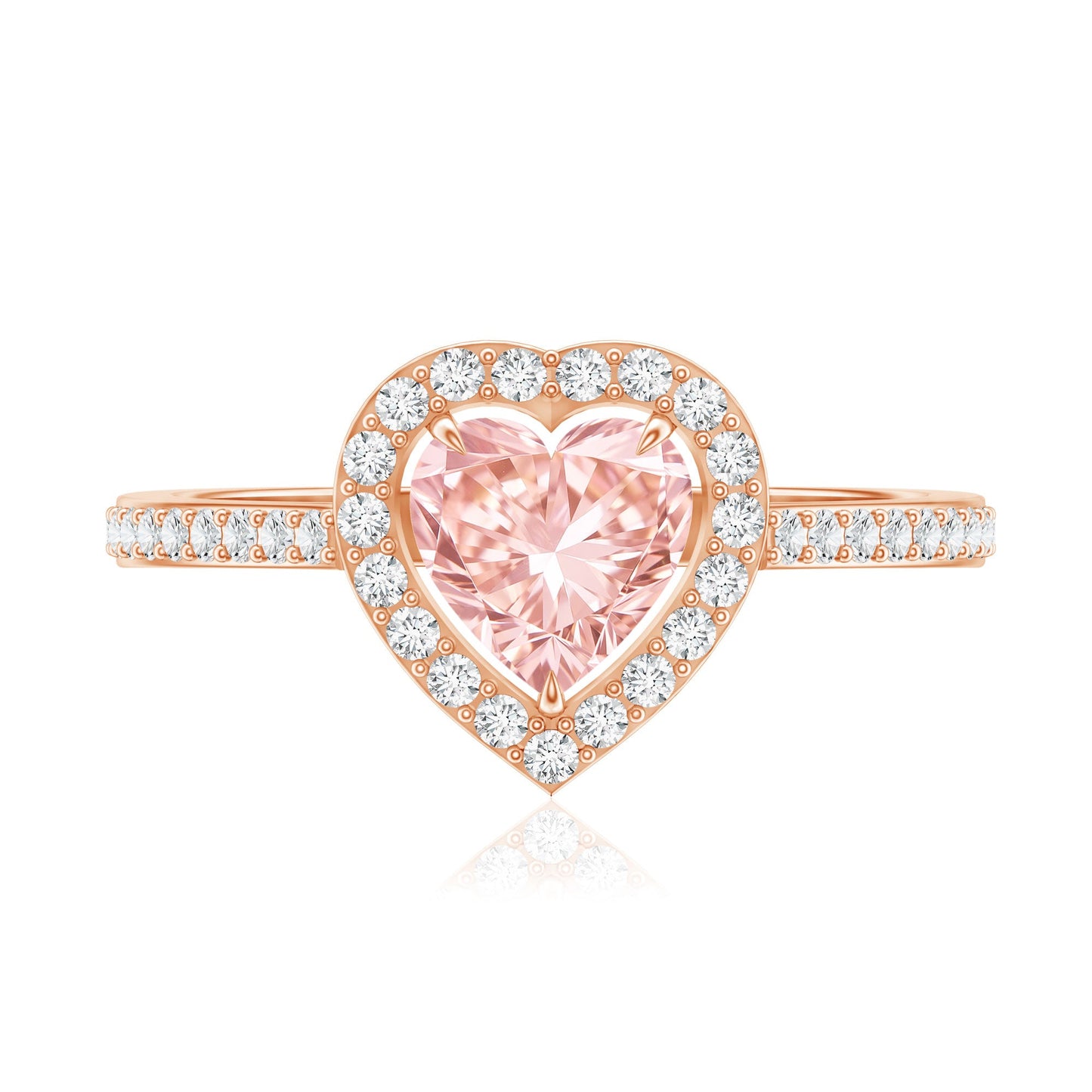 Heart Shape 1 CT Lab Grown Pink White Diamond Halo Engagement Ring IGI Certified