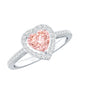 Heart Shape 1 CT Lab Grown Pink White Diamond Halo Engagement Ring IGI Certified