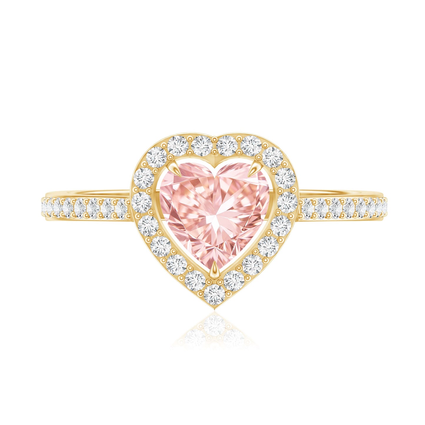 Heart Shape 1 CT Lab Grown Pink White Diamond Halo Engagement Ring IGI Certified