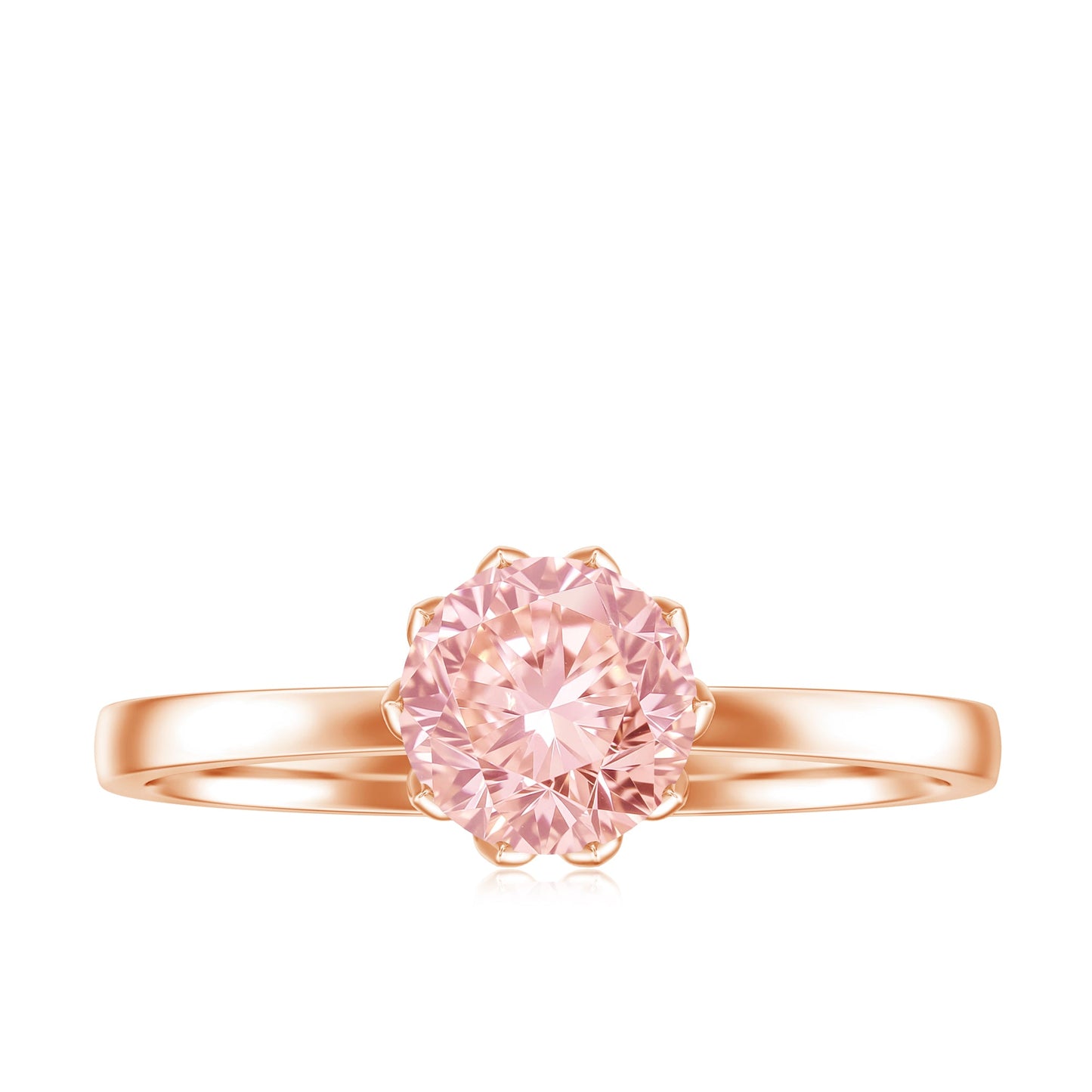 IGI Certified 1 CT Lab Grown Pink Diamond Solitaire Engagement Ring in Lotus Basket Setting