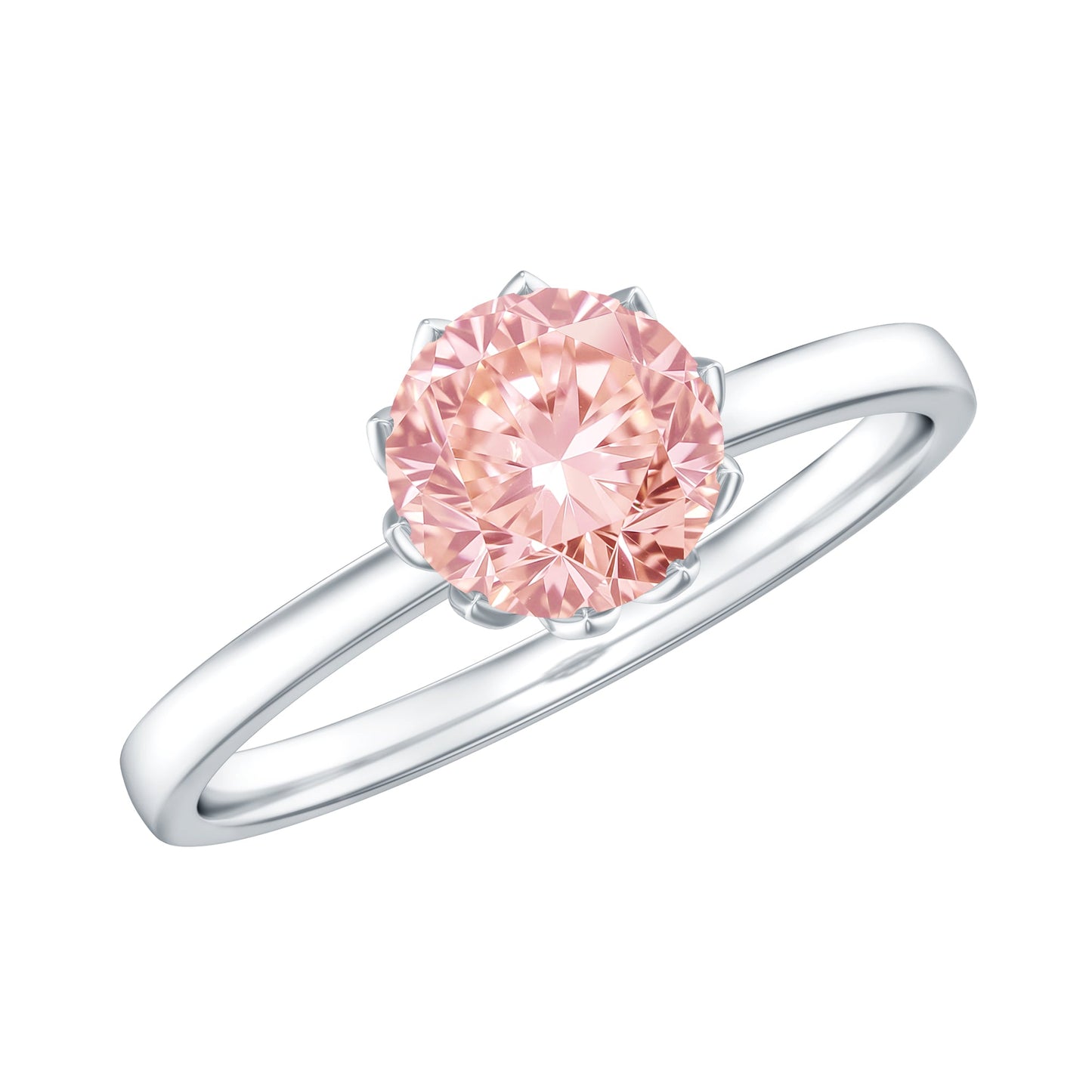 IGI Certified 1 CT Lab Grown Pink Diamond Solitaire Engagement Ring in Lotus Basket Setting