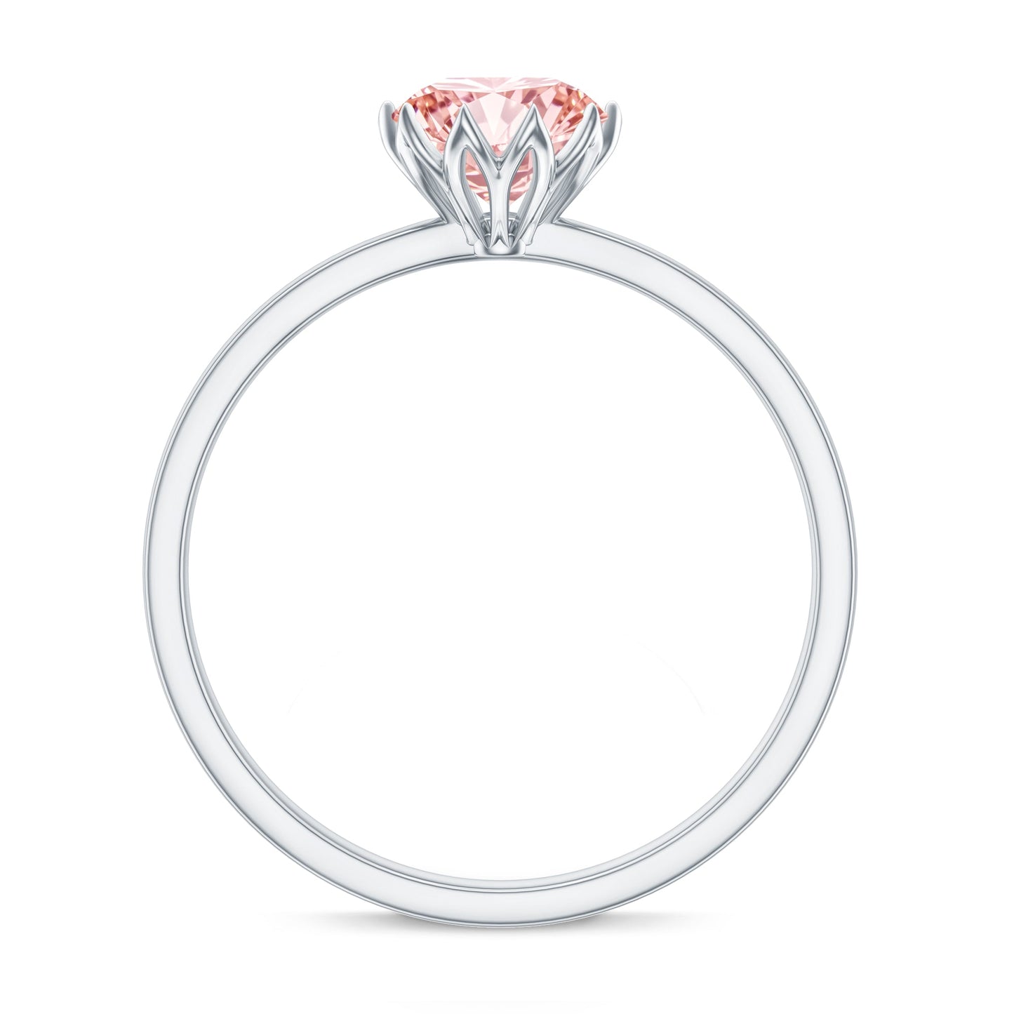 IGI Certified 1 CT Lab Grown Pink Diamond Solitaire Engagement Ring in Lotus Basket Setting