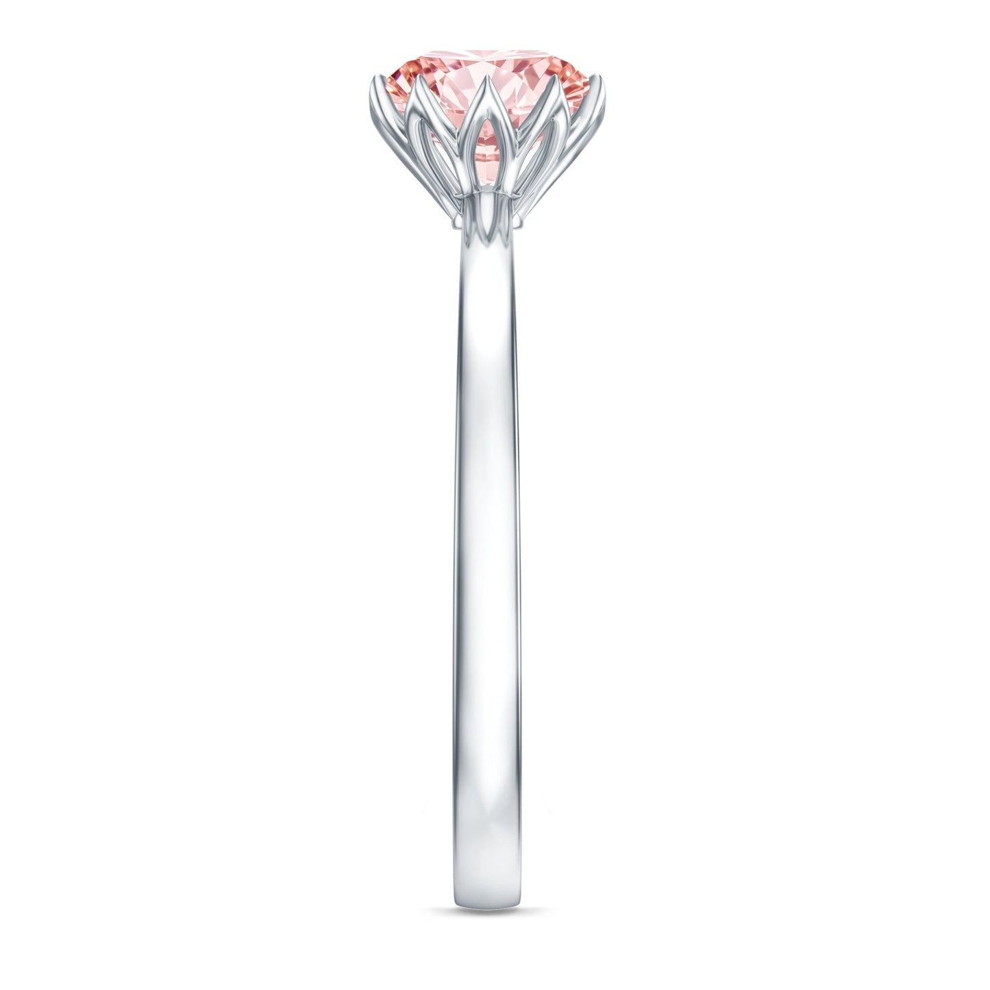 IGI Certified 1 CT Lab Grown Pink Diamond Solitaire Engagement Ring in Lotus Basket Setting