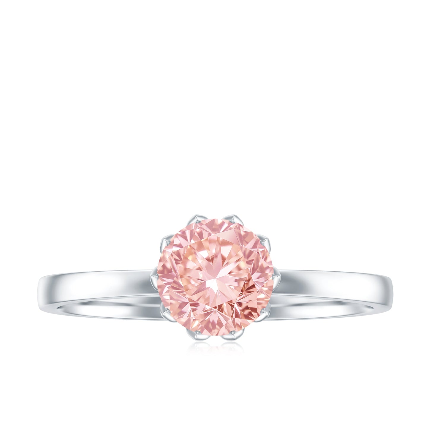 IGI Certified 1 CT Lab Grown Pink Diamond Solitaire Engagement Ring in Lotus Basket Setting