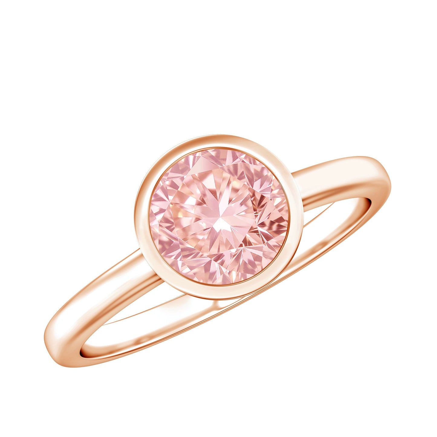 1 CT Lab Grown Pink Diamond Bezel Set Engagement Ring with IGI Certificate