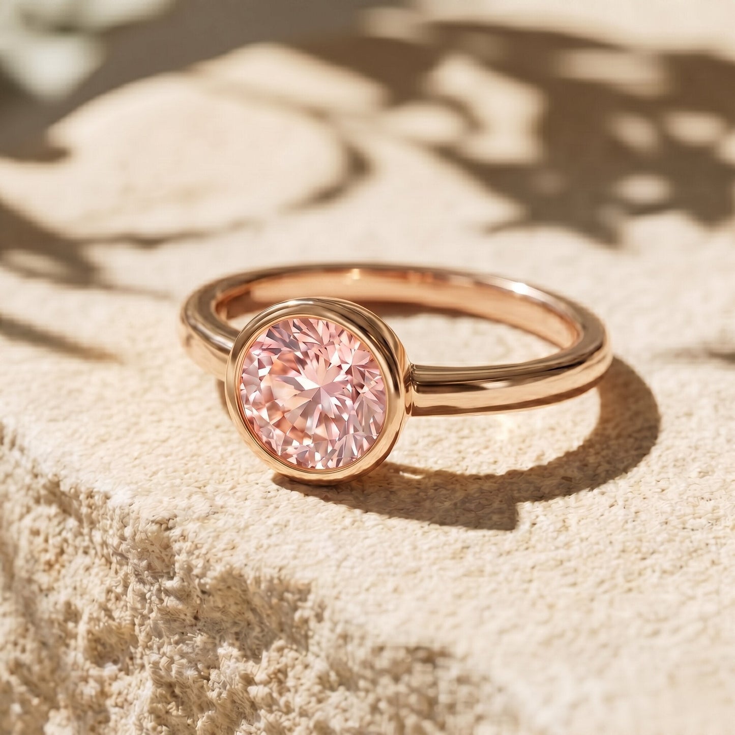 1 CT Lab Grown Pink Diamond Bezel Set Engagement Ring with IGI Certificate
