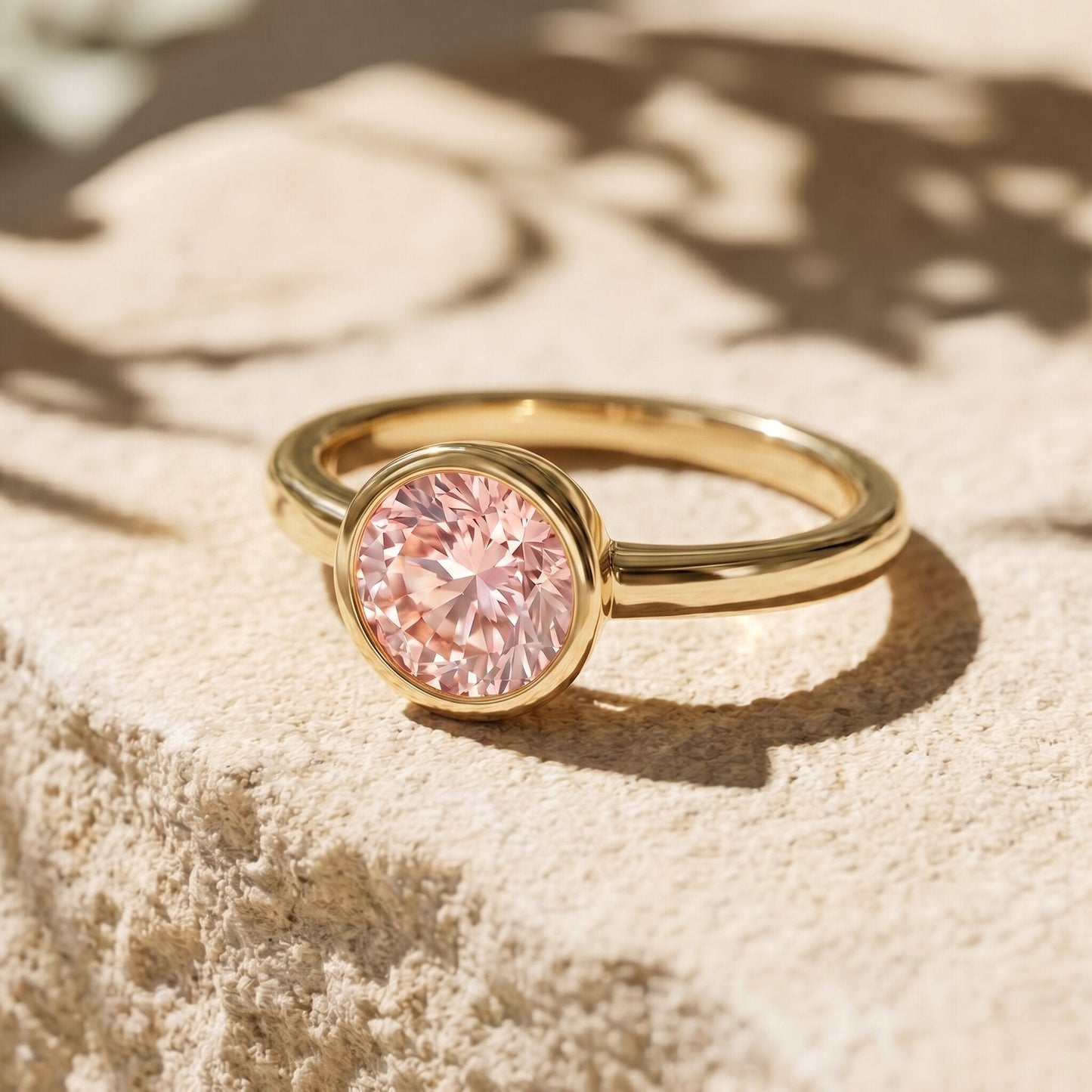 1 CT Lab Grown Pink Diamond Bezel Set Engagement Ring with IGI Certificate