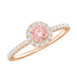 Lab Grown Pink White Diamond Halo Engagement Ring with IGI Certificate