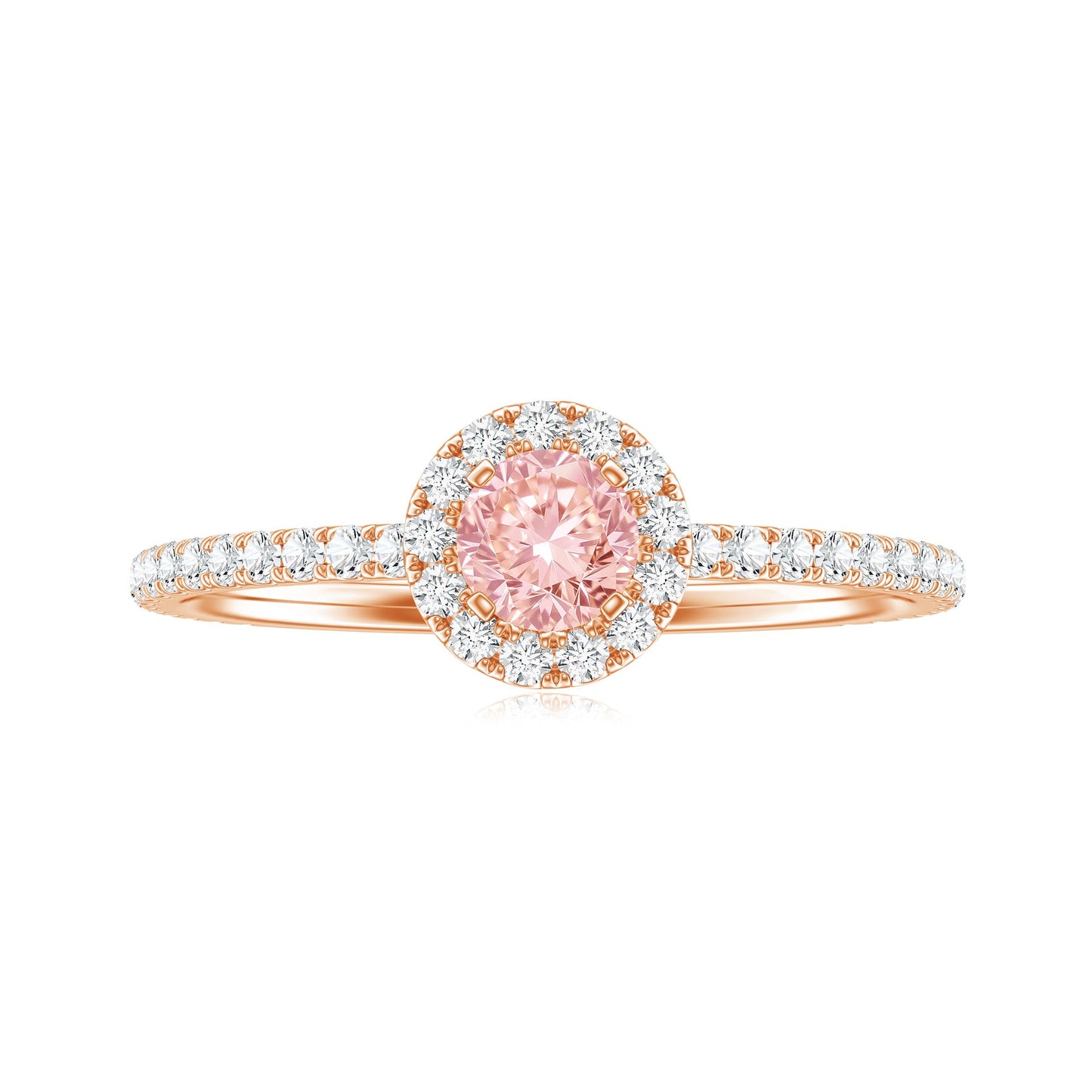 Lab Grown Pink White Diamond Halo Engagement Ring with IGI Certificate