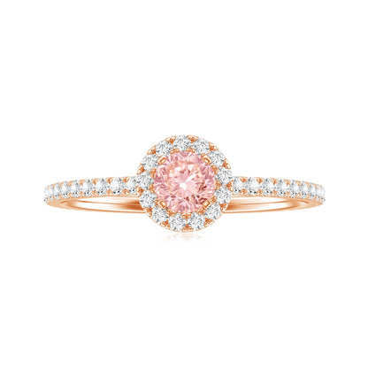 Lab Grown Pink White Diamond Halo Engagement Ring with IGI Certificate