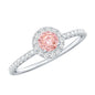 Lab Grown Pink White Diamond Halo Engagement Ring with IGI Certificate