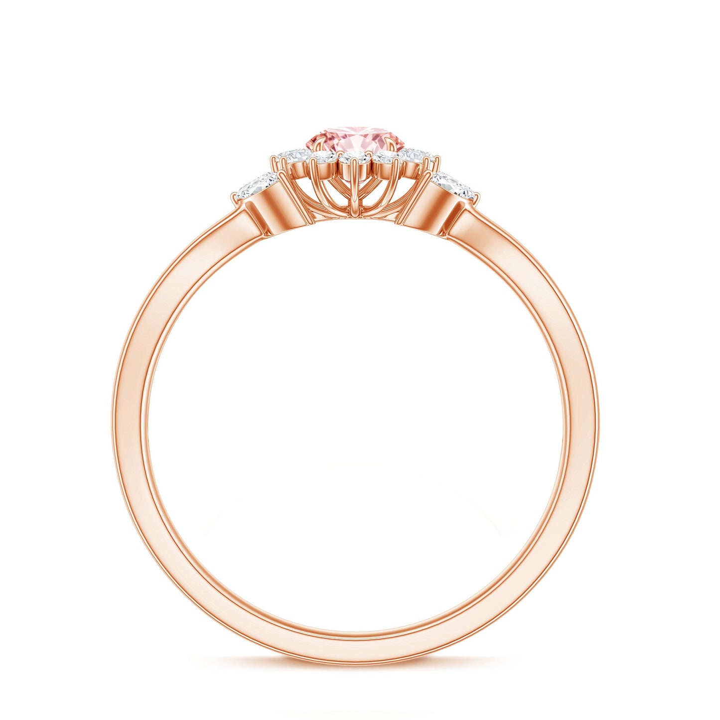 Lab Grown Pink and White Diamond Flower Engagement Ring IGI Certified