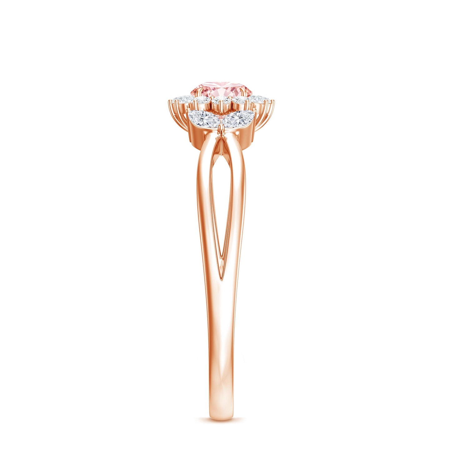 Lab Grown Pink and White Diamond Flower Engagement Ring IGI Certified