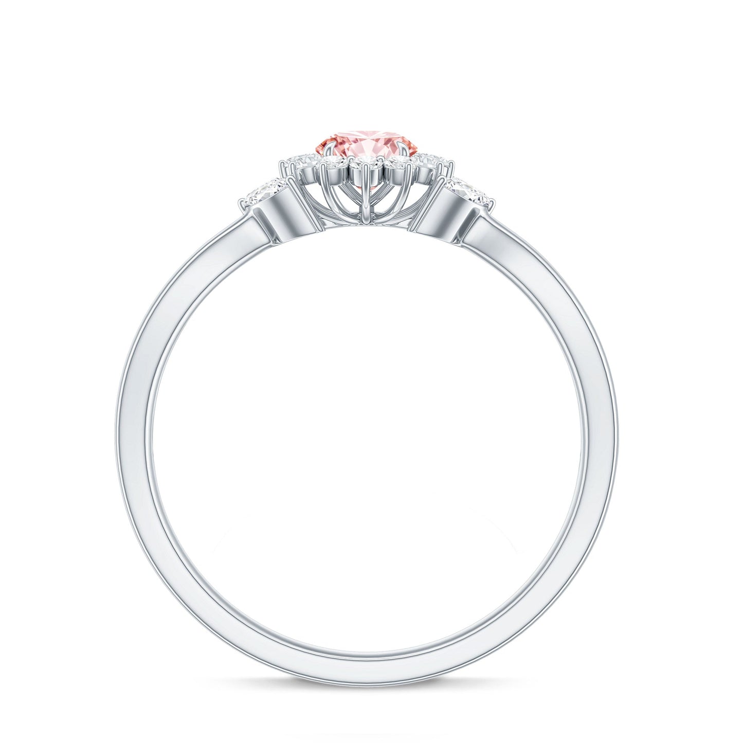 Lab Grown Pink and White Diamond Flower Engagement Ring IGI Certified