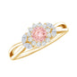 Lab Grown Pink and White Diamond Flower Engagement Ring IGI Certified