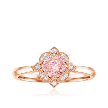 Vintage Inspired Lab Grown Pink Diamond Engagement Ring with IGI Certificate