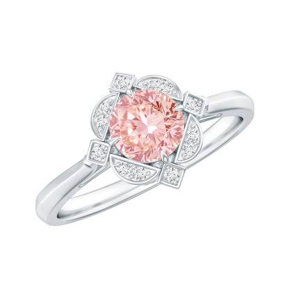 Vintage Inspired Lab Grown Pink Diamond Engagement Ring with IGI Certificate