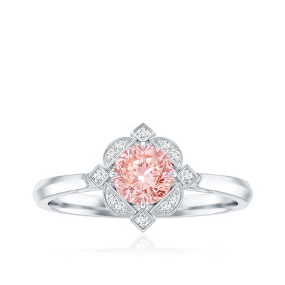 Vintage Inspired Lab Grown Pink Diamond Engagement Ring with IGI Certificate