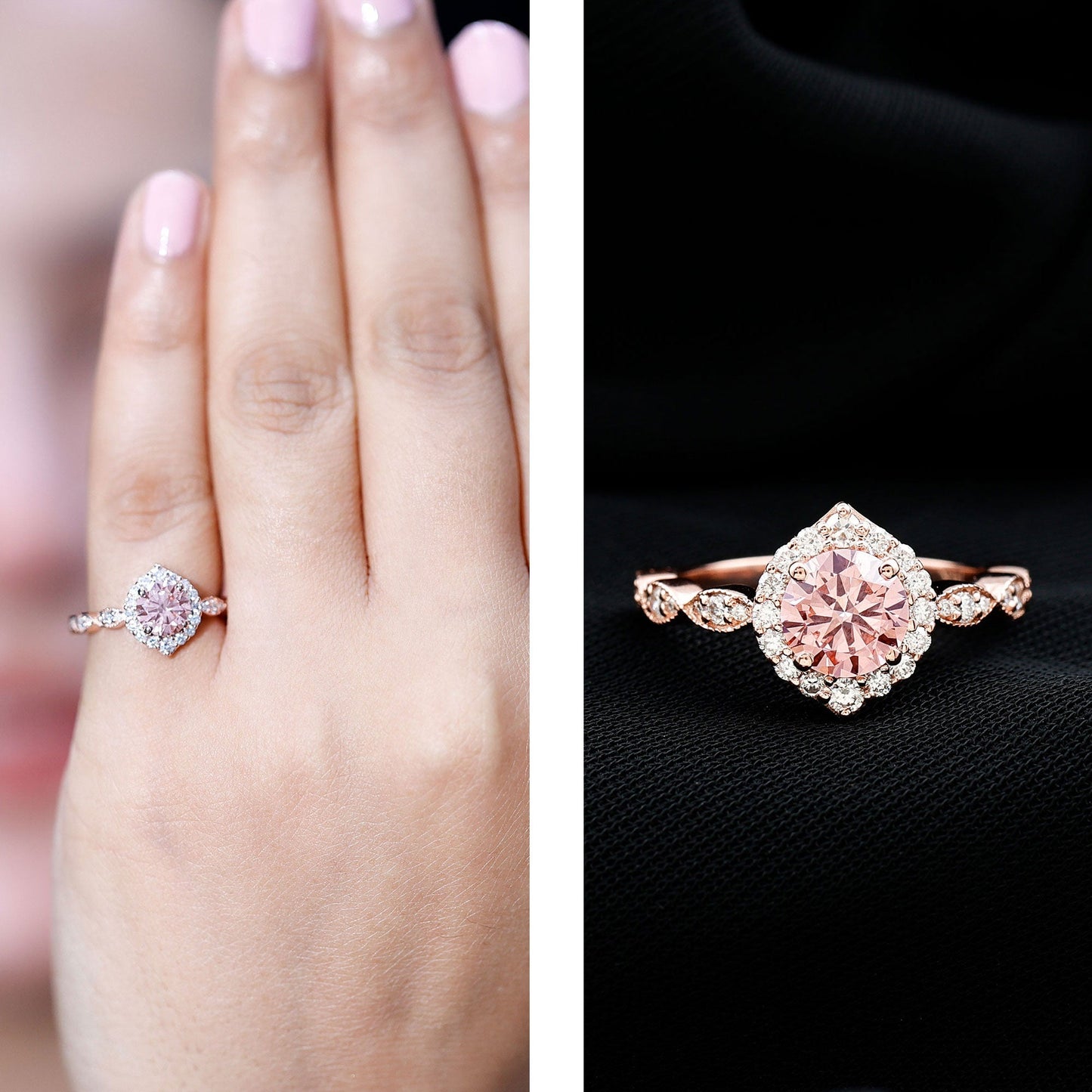 IGI Certified Lab Grown Pink White Diamond Designer Engagement Ring