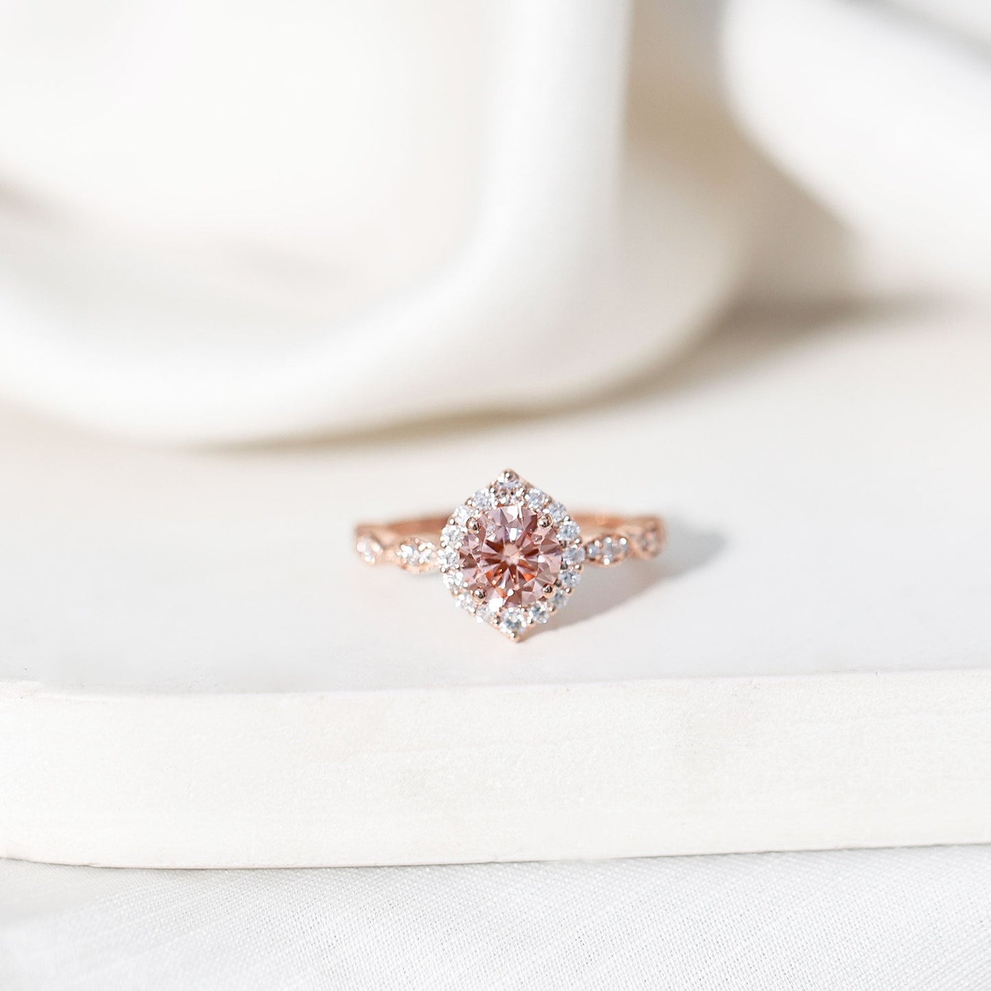 IGI Certified Lab Grown Pink White Diamond Designer Engagement Ring