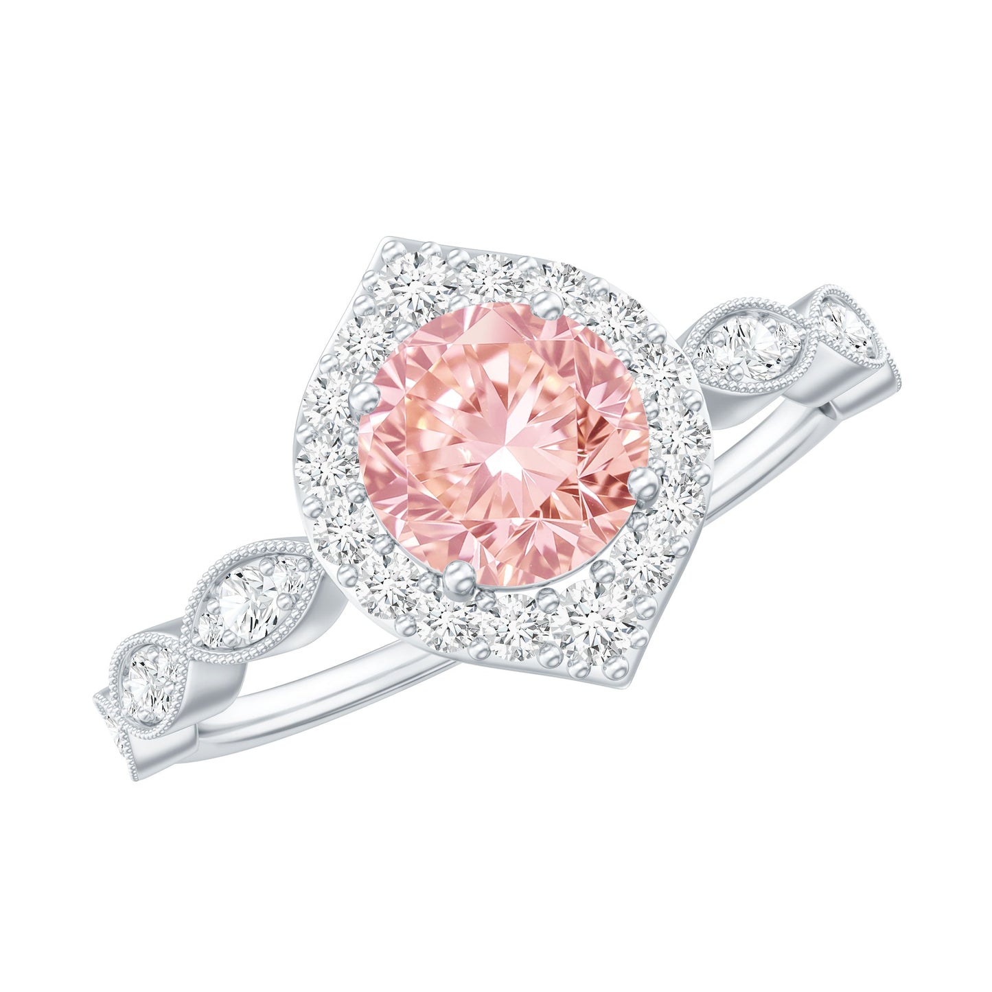IGI Certified Lab Grown Pink White Diamond Designer Engagement Ring