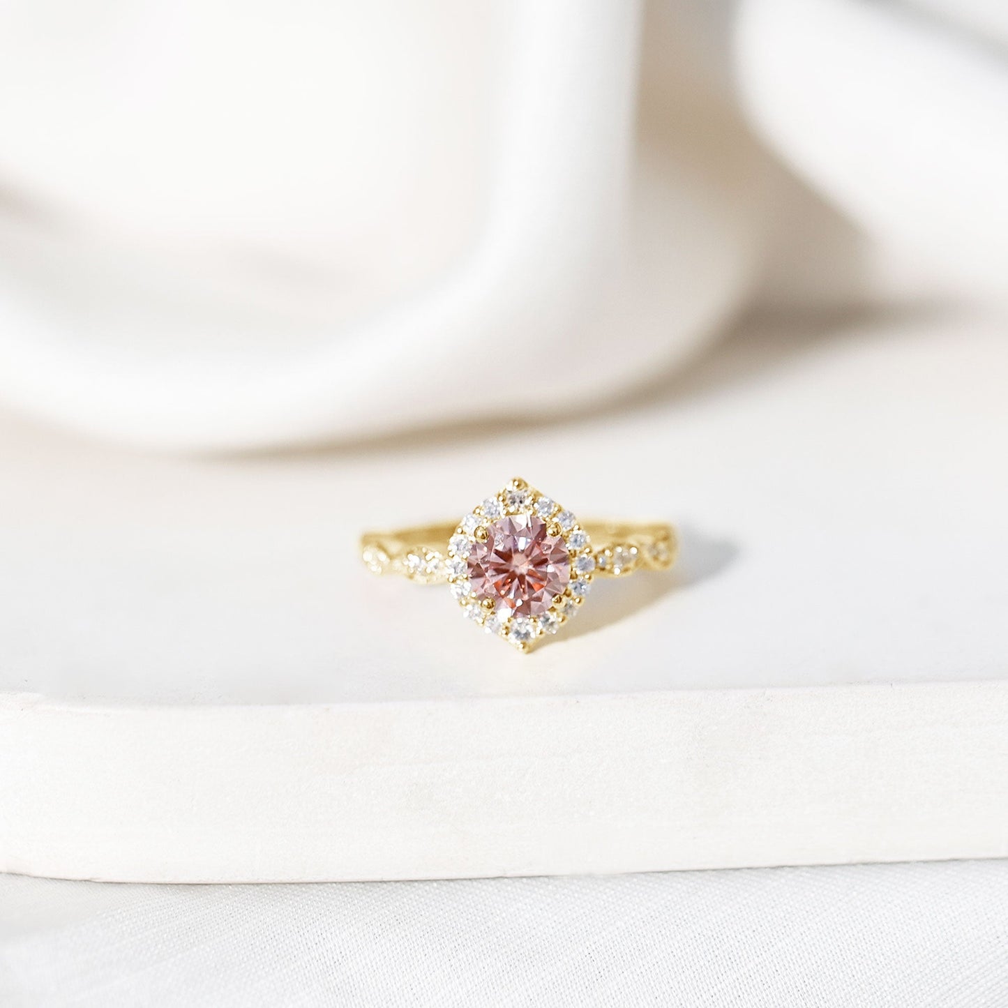 IGI Certified Lab Grown Pink White Diamond Designer Engagement Ring