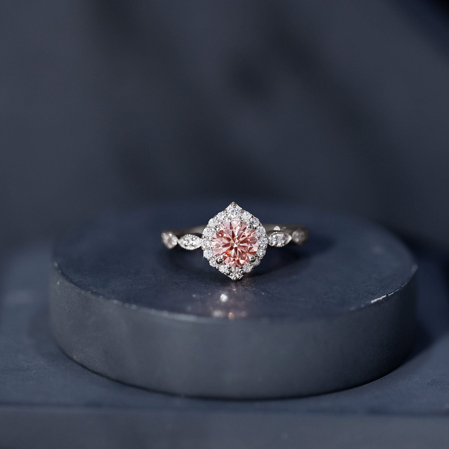 IGI Certified Lab Grown Pink White Diamond Designer Engagement Ring