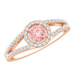 IGI Certified 1 CT Pink Lab Grown Diamond Halo Engagement Ring