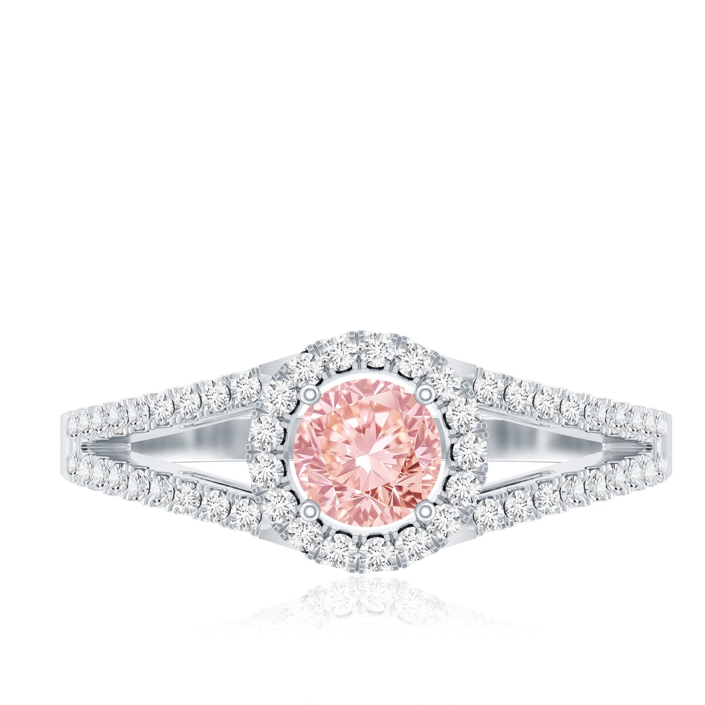 IGI Certified 1 CT Pink Lab Grown Diamond Halo Engagement Ring