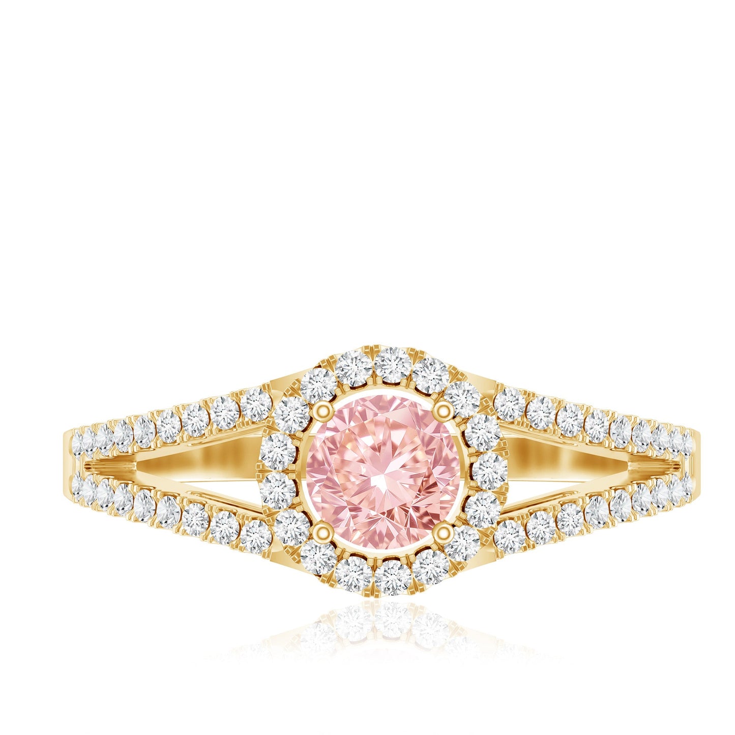 IGI Certified 1 CT Pink Lab Grown Diamond Halo Engagement Ring