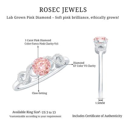 IGI Certified Lab Grown Pink Diamond Infinity Engagement Ring