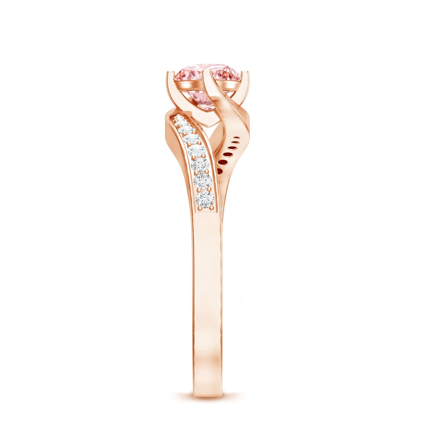 Lab Grown Pink Diamond Bypass Engagement Ring with IGI Certificate