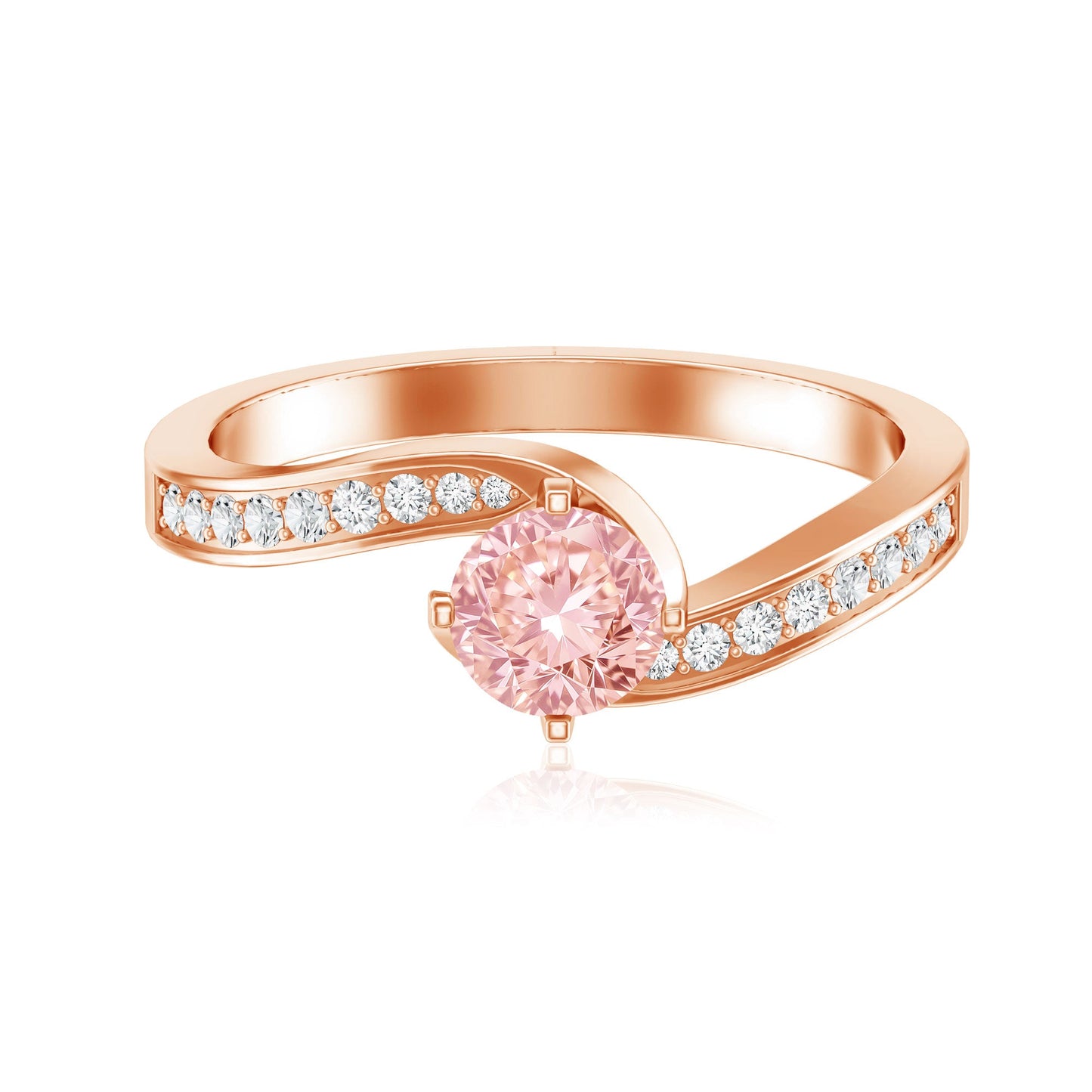 Lab Grown Pink Diamond Bypass Engagement Ring with IGI Certificate