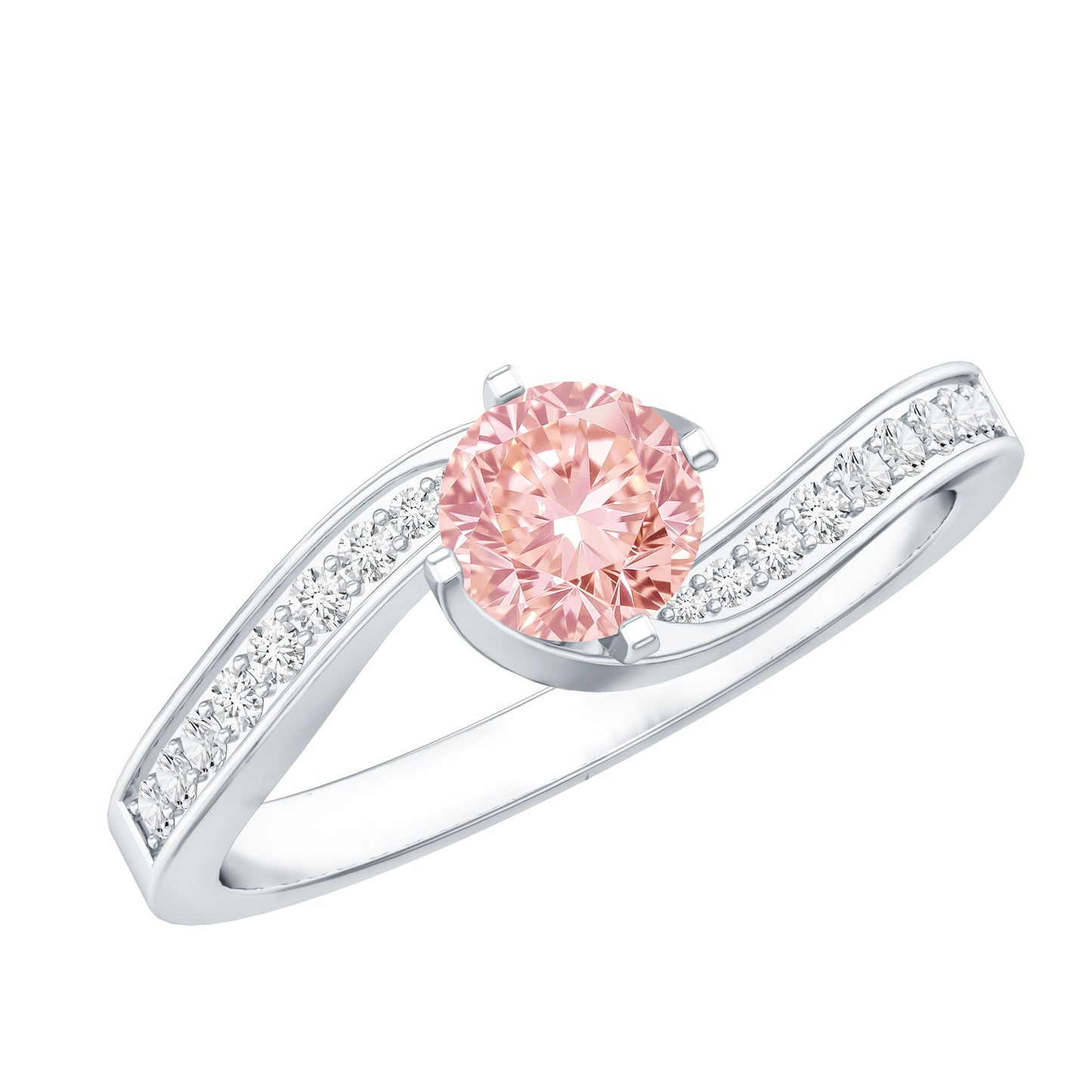 Lab Grown Pink Diamond Bypass Engagement Ring with IGI Certificate