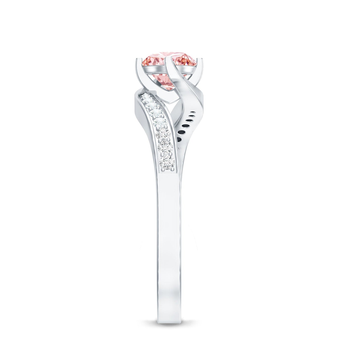 Lab Grown Pink Diamond Bypass Engagement Ring with IGI Certificate