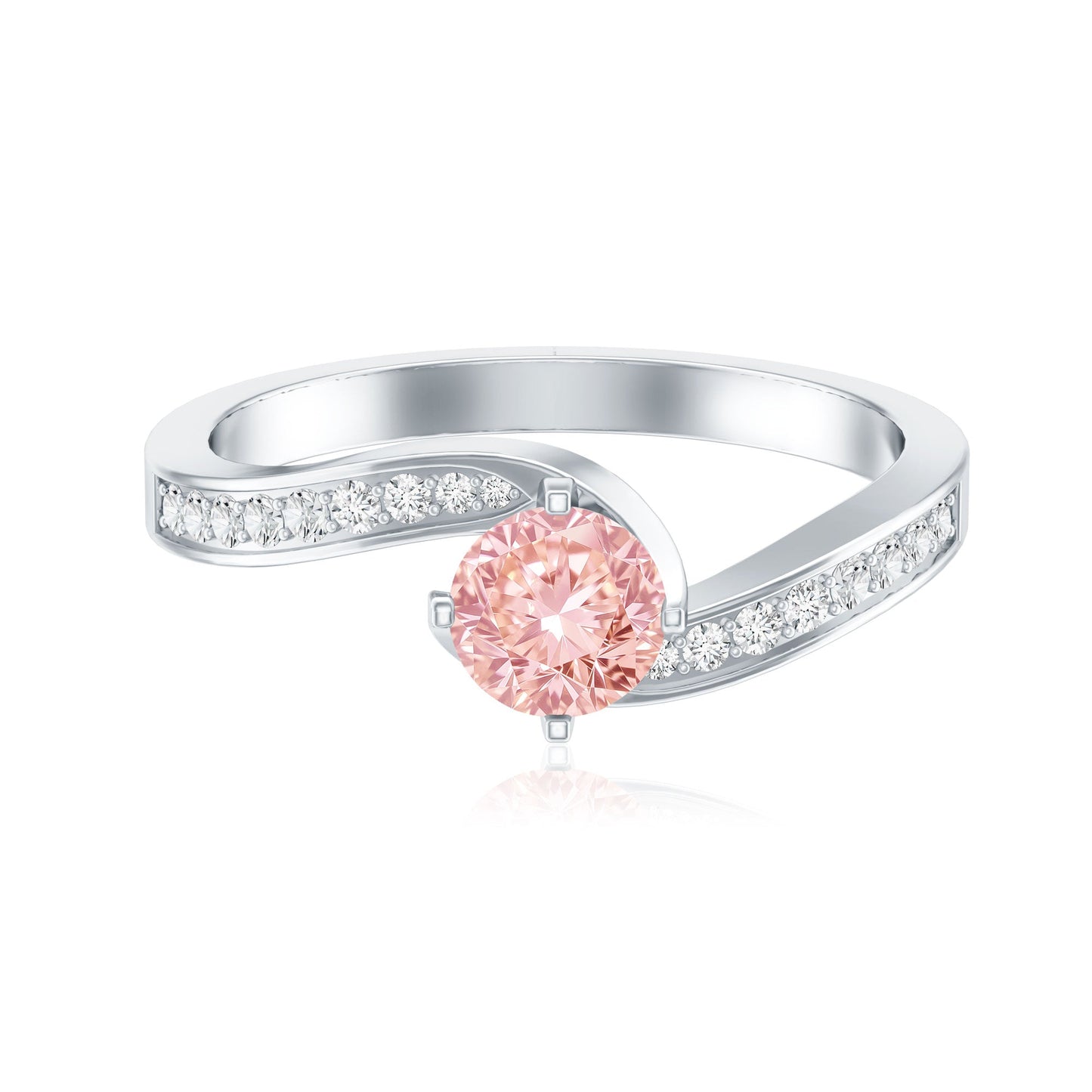 Lab Grown Pink Diamond Bypass Engagement Ring with IGI Certificate