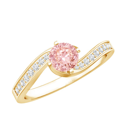 Lab Grown Pink Diamond Bypass Engagement Ring with IGI Certificate
