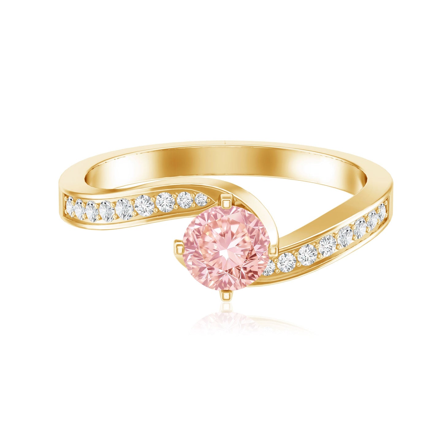 Lab Grown Pink Diamond Bypass Engagement Ring with IGI Certificate